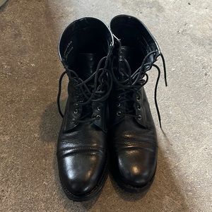 Frye black lace up black leather boots 8